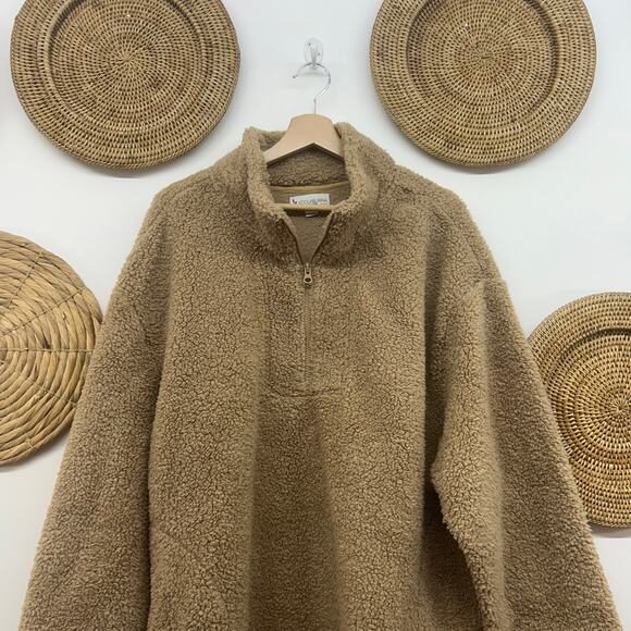 Koolaburra by UGG Brown Sherpa Teddy Fleece Quarter Zip Sweatshirt Plus Size 2X - Picture 3 of 6
